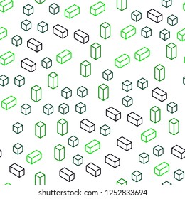 Dark Green vector seamless, isometric layout with lines, rectangles. Rectangles on abstract background with colorful gradient. Template for business cards, websites.