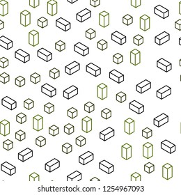 Dark Green vector seamless, isometric texture in rectangular style. Glitter abstract illustration with rectangular shapes. Pattern for design of fabric, wallpapers.
