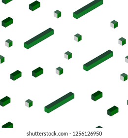 Dark Green vector seamless, isometric template with rhombus. Abstract gradient illustration with rectangles. Design for textile, fabric, wallpapers.