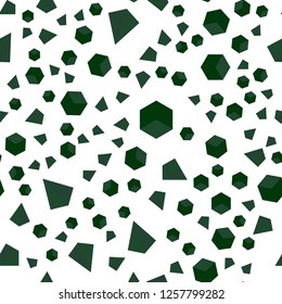 Dark Green vector seamless, isometric texture with poly style with cubes. Decorative design in abstract style with lines, cubes. Texture for window blinds, curtains.