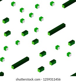 Dark Green vector seamless, isometric texture in rectangular style. Illustration with set of colorful rectangles. Pattern for trendy fabric, wallpapers.