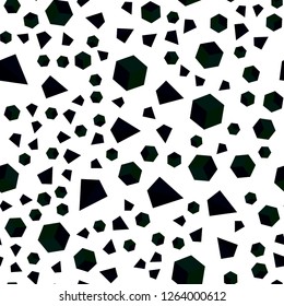 Dark Green vector seamless, isometric template with crystals, squares. Illustration with colorful triangles, rectangles. Design for wallpaper, fabric makers.