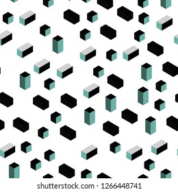 Dark Green vector seamless, isometric background with rectangles. Modern abstract illustration with colorful rectangles. Design for textile, fabric, wallpapers.