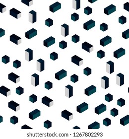 Dark Green vector seamless, isometric cover in polygonal style. Rectangles on abstract background with colorful gradient. Pattern for trendy fabric, wallpapers.