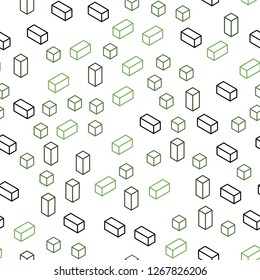 Dark Green vector seamless, isometric cover in polygonal style. Illustration with set of colorful rectangles. Template for business cards, websites.