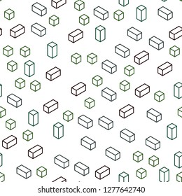 Dark Green vector seamless, isometric pattern in square style. Rectangles on abstract background with colorful gradient. Design for wallpaper, fabric makers.
