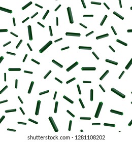 Dark Green vector seamless, isometric template with repeated sticks. Shining colored illustration with sharp stripes. Texture for window blinds, curtains.