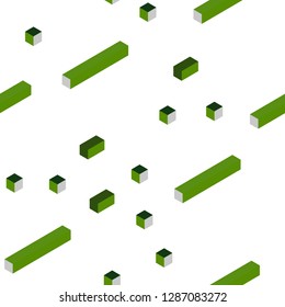 Dark Green vector seamless, isometric template with rhombus. Rectangles on abstract background with colorful gradient. Pattern for design of fabric, wallpapers.