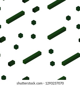 Dark Green vector seamless, isometric backdrop with rhombus. Decorative design in abstract style with rectangles. Pattern for trendy fabric, wallpapers.
