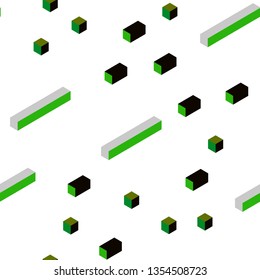 Dark Green vector seamless, isometric backdrop with rhombus. Abstract gradient illustration with rectangles. Template for business cards, websites.