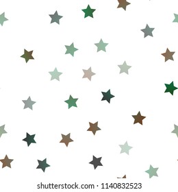 Dark Green vector seamless layout with bright stars. Stars on blurred abstract background with gradient. The pattern can be used for websites.