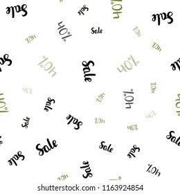 Dark Green vector seamless layout with discount of 40%. Colored words of sales with gradient on white background. Backdrop for mega promotions, discounts.