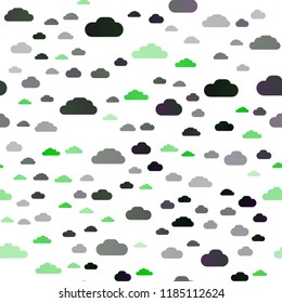 Dark Green vector seamless layout with cloudscape. Colorful illustration with abstract clouds. Pattern for trendy fabric, wallpapers.