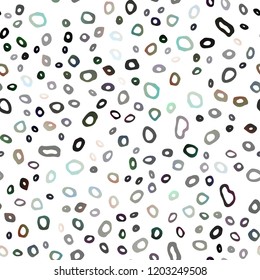 Dark Green vector seamless layout with circle spots. Abstract illustration with colored bubbles in nature style. Pattern for design of window blinds, curtains.
