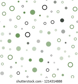 Dark Green vector seamless layout with circle shapes. Abstract illustration with colored bubbles in nature style. Design for textile, fabric, wallpapers.