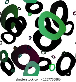 Dark Green vector seamless layout with circle spots. Modern abstract illustration with colorful water drops. Pattern for design of window blinds, curtains.