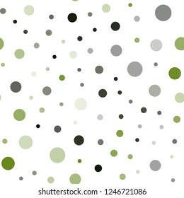 Dark Green vector seamless layout with circle shapes. Blurred bubbles on abstract background with colorful gradient. Pattern for design of window blinds, curtains.