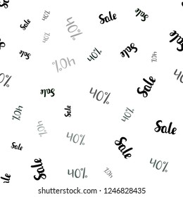 Dark Green vector seamless layout with discount of 40%. Abstract illustration with colorful gradient symbols of sales. Backdrop for mega promotions, discounts.