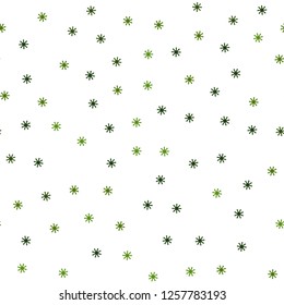 Dark Green vector seamless layout with bright snowflakes. Modern geometrical abstract illustration with snowflakes. Pattern for design of fabric, wallpapers.