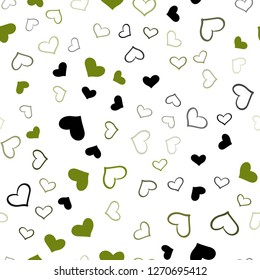 Dark Green vector seamless layout with sweet hearts. Decorative shining illustration with hearts on abstract template. Pattern can be used for valentine's ad, booklets.