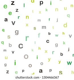Dark Green vector seamless layout with latin alphabet. Shining colorful illustration with isolated letters. Design for wallpaper, fabric makers.