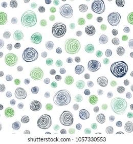 Dark Green vector seamless natural abstract pattern. Creative illustration in blurred style with flowers. Hand painted design for web, wrapping, wallpaper.