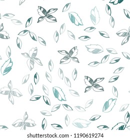 Dark Green vector seamless natural artwork with leaves. Colorful abstract illustration with leaves in doodle style. Design for textile, fabric, wallpapers.