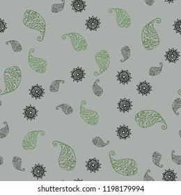 Dark Green vector seamless natural background with leaves and flowers. Brand new colored illustration with leaves and flowers. Elegant pattern for your brand book.