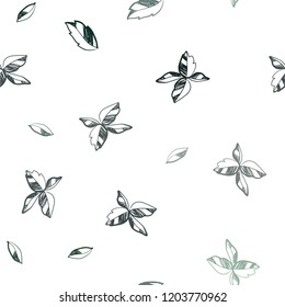 Dark Green vector seamless natural background with leaves. Colorful illustration in doodle style with leaves. Pattern for design of fabric, wallpapers.