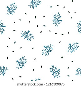 Dark Green vector seamless natural pattern with leaves, branches. An elegant bright illustration with leaves and branches. Template for business cards, websites.