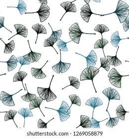 Dark Green vector seamless natural backdrop with leaves. Shining colored illustration with leaves in doodle style. Template for business cards, websites.