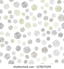 Dark Green vector seamless natural backdrop with flowers. Colorful illustration in doodle style with flowers. Texture for window blinds, curtains.