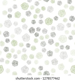 Dark Green vector seamless natural background with flowers. Colorful illustration in doodle style with flowers. Design for textile, fabric, wallpapers.