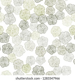 Dark Green vector seamless natural background with flowers. Flowers in natural style on white background. Design for textile, fabric, wallpapers.