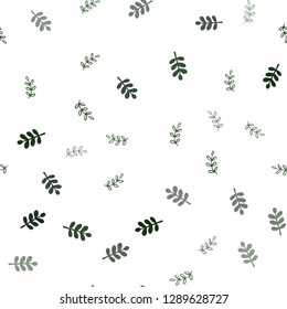 Dark Green vector seamless natural pattern with leaves. Decorative illustration with doodles on abstract template. Pattern for trendy fabric, wallpapers.