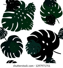 Dark Green vector seamless natural background with leaves. Brand new colored illustration in blurry style with leaves. Texture for window blinds, curtains.