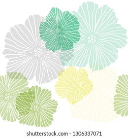 Dark Green vector seamless natural backdrop with flowers. Illustration with colorful abstract doodle flowers. Template for business cards, websites.