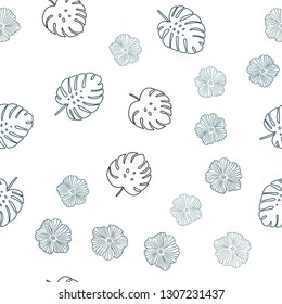 Dark Green vector seamless natural artwork with flowers, leaves. Modern abstract illustration with leaves and flowers. Design for wallpaper, fabric makers.