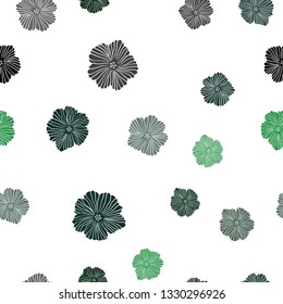 Dark Green vector seamless natural backdrop with flowers. Creative illustration in blurred style with flowers. Design for wallpaper, fabric makers.