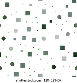 Dark Green vector seamless pattern with spheres, squares. Colorful illustration with circles, squares in nature style. Trendy design for wallpaper, fabric makers.