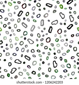 Dark Green vector seamless pattern with spheres. Glitter abstract illustration with blurred drops of rain. Design for textile, fabric, wallpapers.