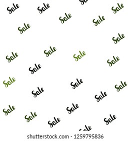 Dark Green vector seamless pattern with sale signs. Abstract illustration with colorful gradient symbols of sales. Template for season sales, shopping ads.