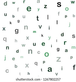 Dark Green vector seamless pattern with ABC symbols. Colored alphabet signs with gradient on white background. Design for textile, fabric, wallpapers.