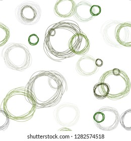 Dark Green vector seamless pattern with spheres. Blurred decorative design in abstract style with bubbles. Pattern for trendy fabric, wallpapers.