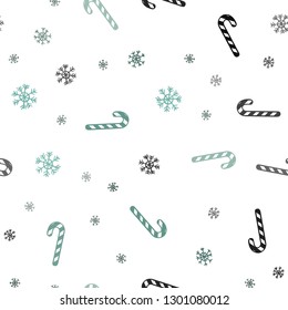 Dark Green vector seamless pattern with delicious xmas candies.