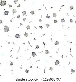 Dark Green vector seamless sketch backdrop. Shining colored illustration with leaves in doodle style. Pattern for brand book.