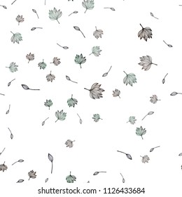 Dark Green vector seamless sketch template. Glitter abstract illustration with doodles and leaves. Brand new design for your business.
