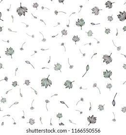 Dark Green vector seamless sketch cover. Brand new colored illustration with leaves. Hand painted design for wrapping, wallpaper.