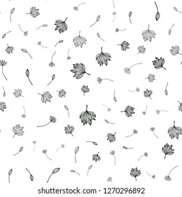 Dark Green vector seamless sketch texture. leaves on blurred abstract background with gradient. New template for your brand book.