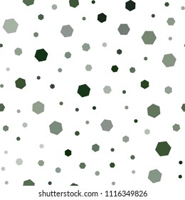 Dark Green vector seamless template in hexagonal style. Design in abstract style with hexagons. Pattern for texture of wallpapers.